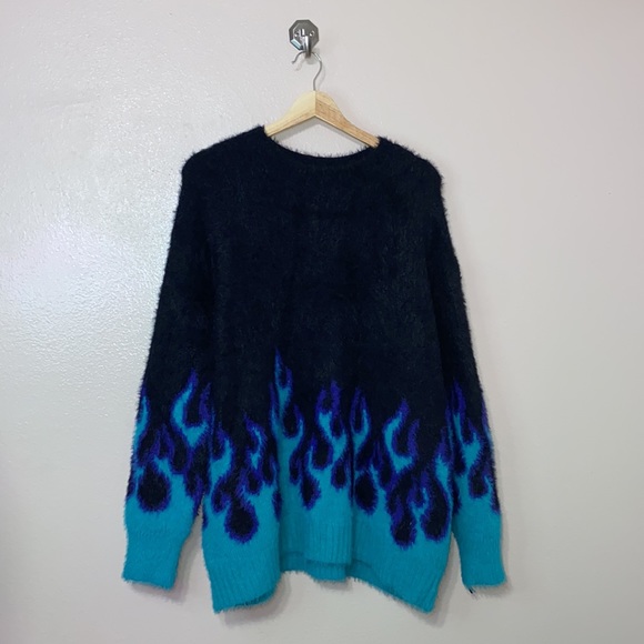 ADIKA - BLACK & BLUE FLAME SWEATER - Picture 8 of 13